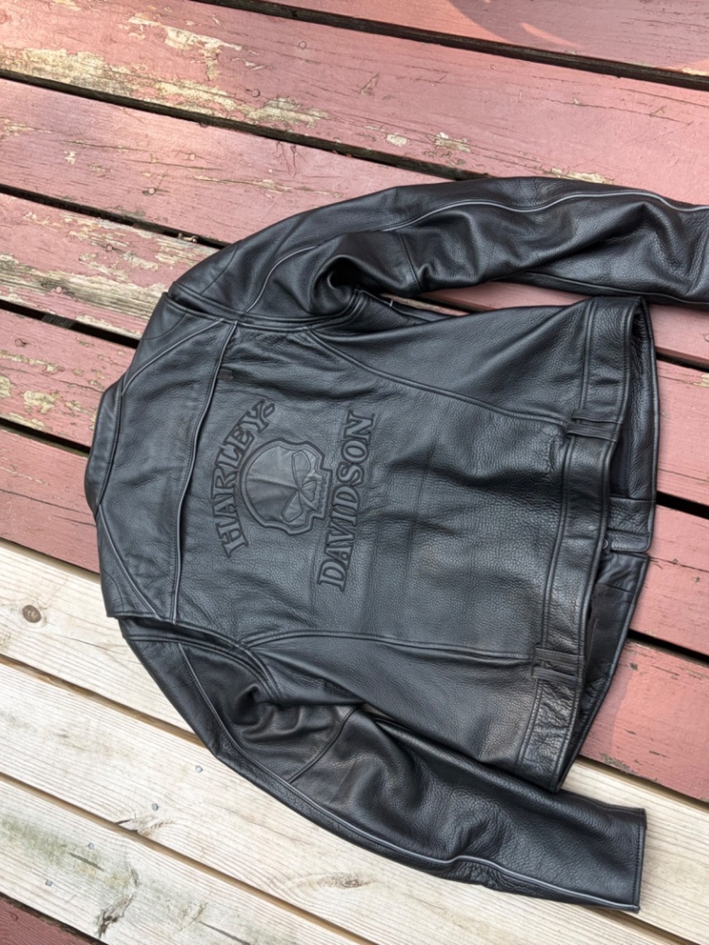 Vintage Harley Davidson Jacket Black Women's Meidum Leather 2008 Full Zip Biker - Picture 10 of 12